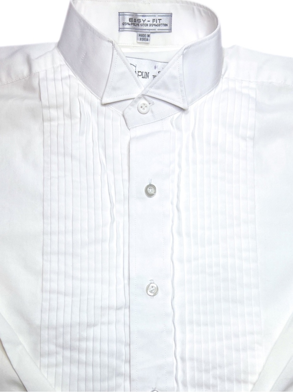 Chaplin White Pleated Tuxedo Dress Shirt Easy Fit Men’s S 30-31 Formal